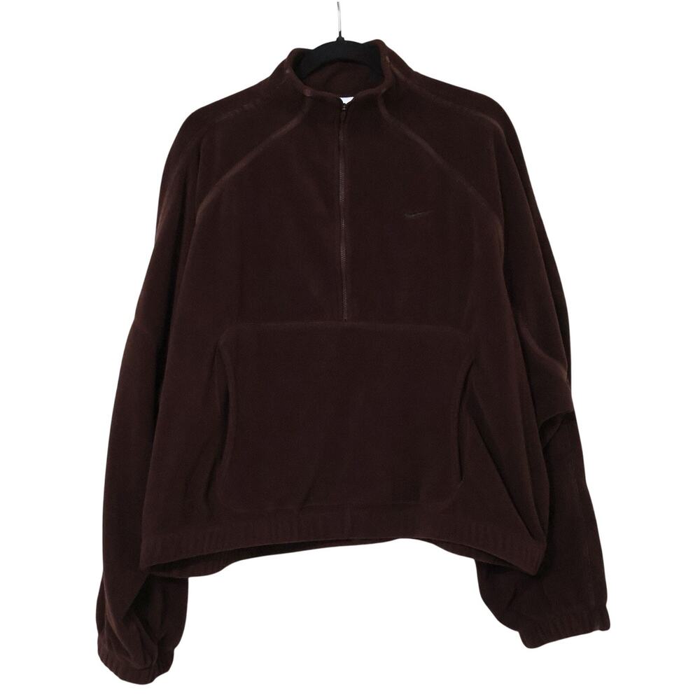Nike Therma Fit 1/2 Zip Fleece Burgundy Oversized Cropped Jacket XL Sports